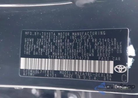 2025 Toyota Corolla Le из США, поврежденный, VIN 5YFB4MDE9SP314779